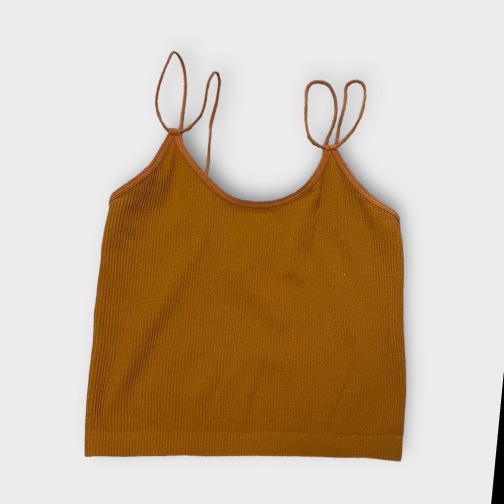 New Mix Brown/burnt orange ribbed stretchy crop tank. Size small.